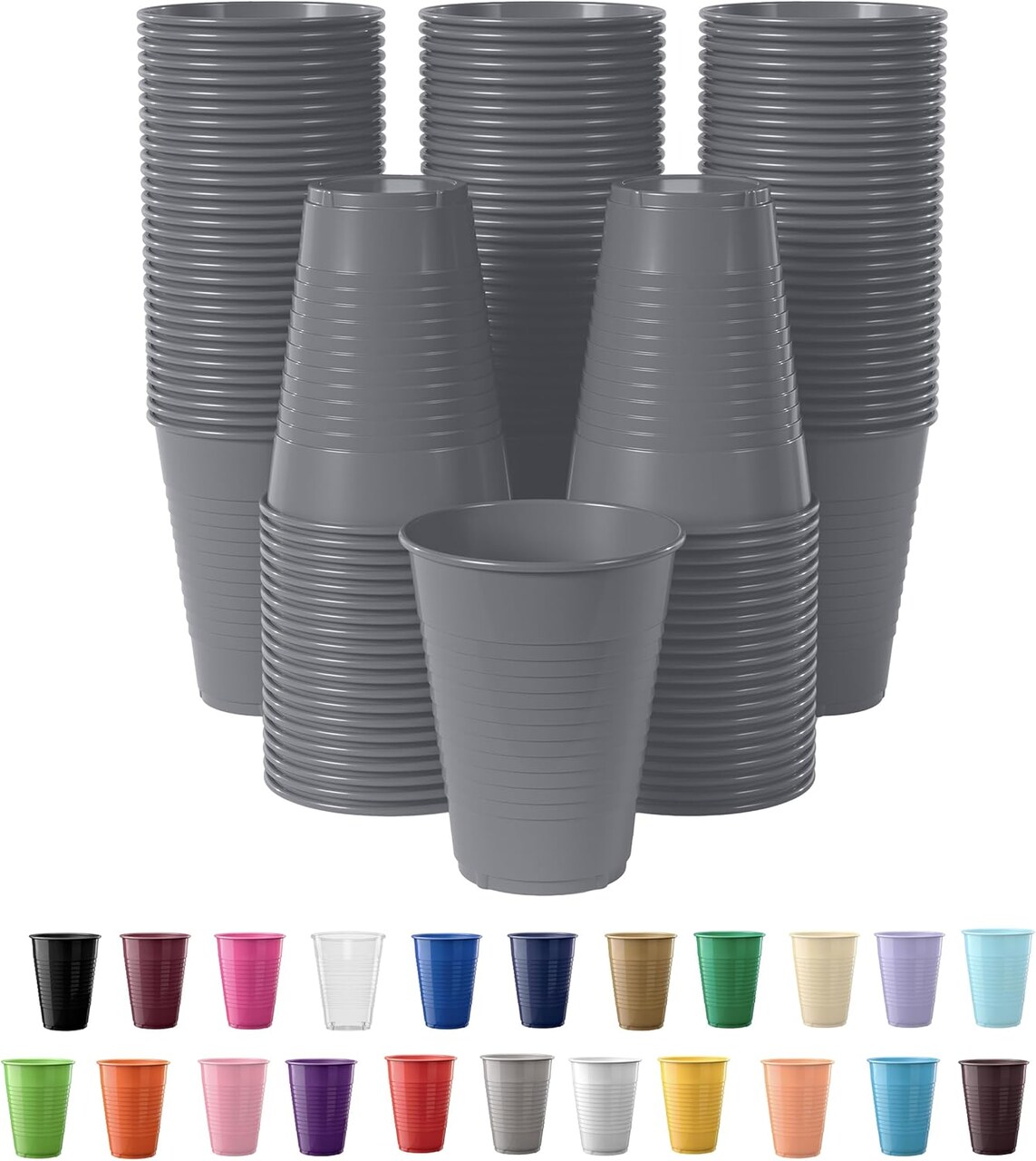 Exquisite Party Solids 12 Oz Plastic Cups – 100 Pack Disposable Cups for Parties & Events | Durable Plastic Party Cups | Bulk Drink Cups for Soda, plastic cup | Recyclable Disposable Cups for Everyday Use & Celebrations